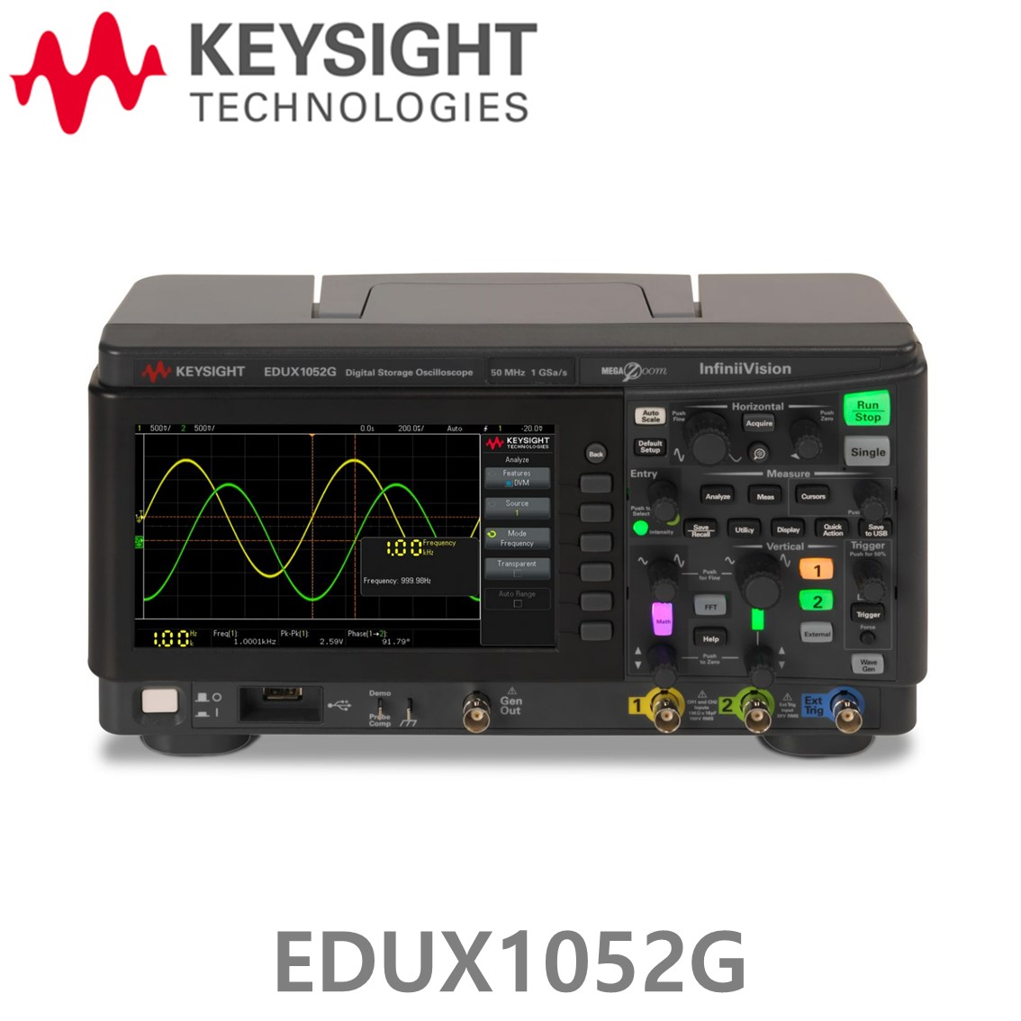 [ KEYSIGHT EDUX1052G ] 키사이트 2채널, 50MHz 파형발생기 기능, 디지털 오실로스코프