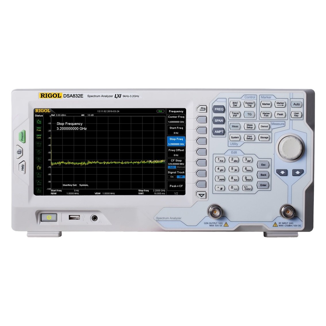 RIGOL DSA832E  9kHz ~ 3.2GHz, -90 dBc/Hz, 10Hz RBW 스펙트럼 아날라이저
