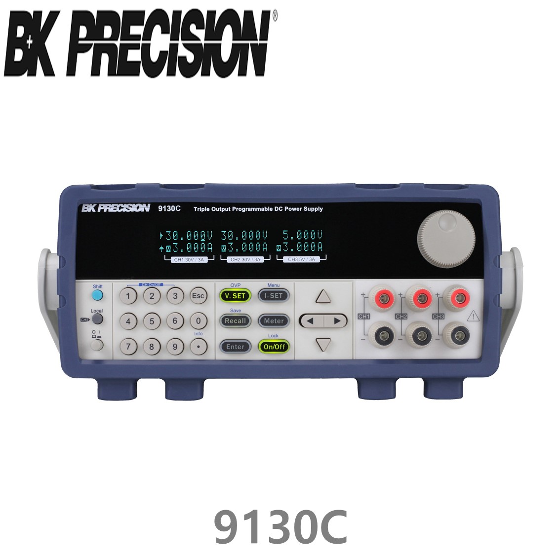 [ BK PRECISION ] BK 9130C, 30V/3A x 2채널, 5V/3A x 1채널, 195W, 프로그래머블 DC 전원공급기, B&K 9130C