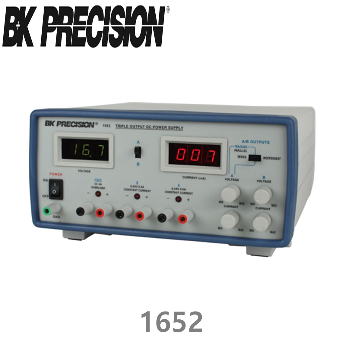 [ BK PRECISION ] BK 1652, 24V/0.5A x 2채널, 5V/4A x 1채널, Triple DC Power Supply, 3채널 DC 전원공급기, B&K 1652