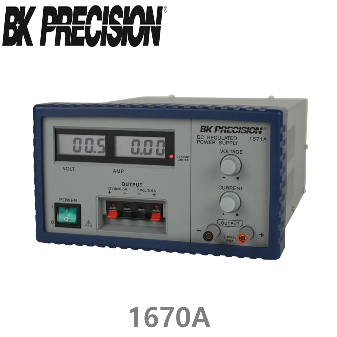 [ BK PRECISION ] BK 1670A, 30V/3A(가변), 12V/0.5A(고정), 5V/0.5V(고정), Triple OutputDC Power Supply, 3채널 DC 전원공급기, B&K 1670A