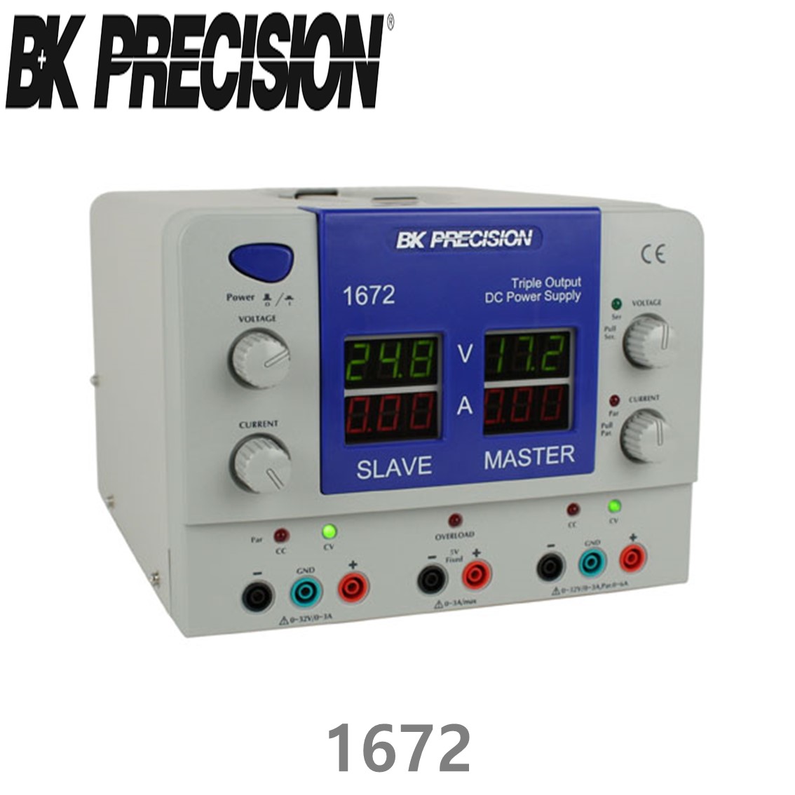 [ BK PRECISION ] BK 1672, 32V/3A x 2채널(가변), 5V/1A x 1채널(고정), Triple OutputDC Power Supply, 3채널 DC 전원공급기, B&K 1672