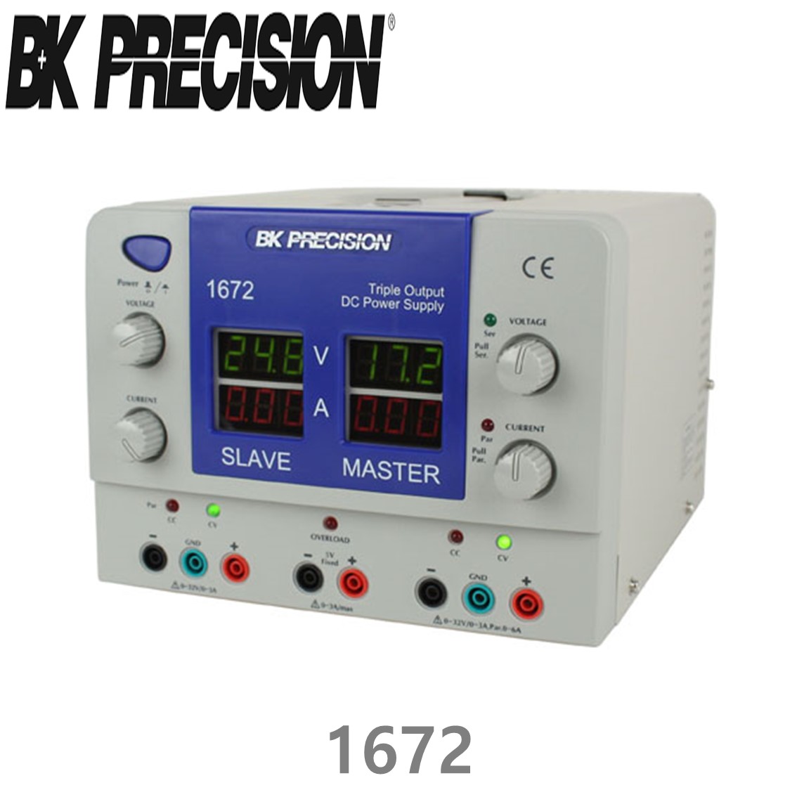 [ BK PRECISION ] BK 1672, 32V/3A x 2채널(가변), 5V/1A x 1채널(고정), Triple OutputDC Power Supply, 3채널 DC 전원공급기, B&K 1672