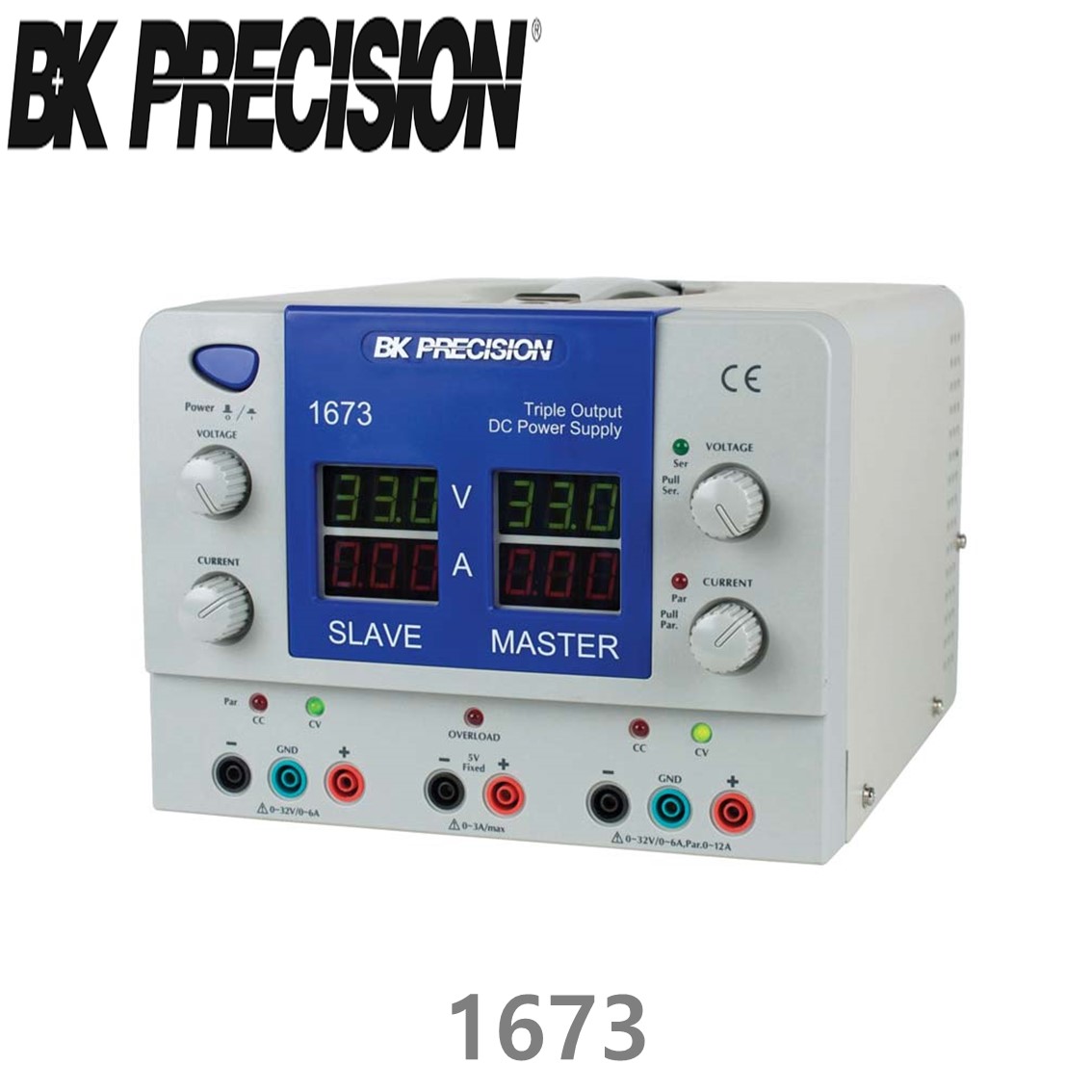 [ BK PRECISION ] BK 1673, 32V/6A x 2채널(가변), 5V/3A x 1채널(고정), Triple OutputDC Power Supply, 3채널 DC 전원공급기, B&K 1673