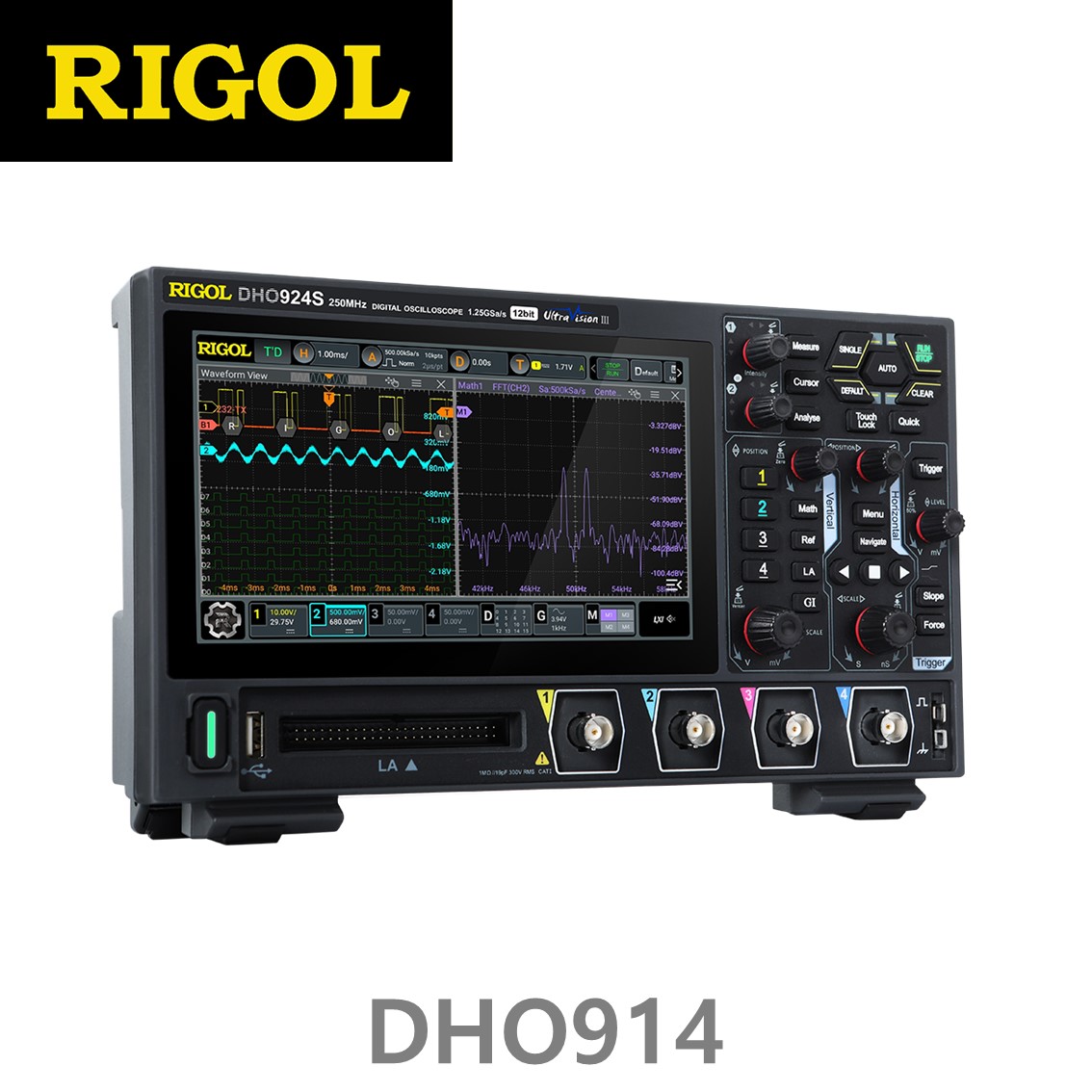 [ RIGOL ] DHO914  4채널, 125MHz, 1.25GSa/s, 12비트 디지털 오실로스코프