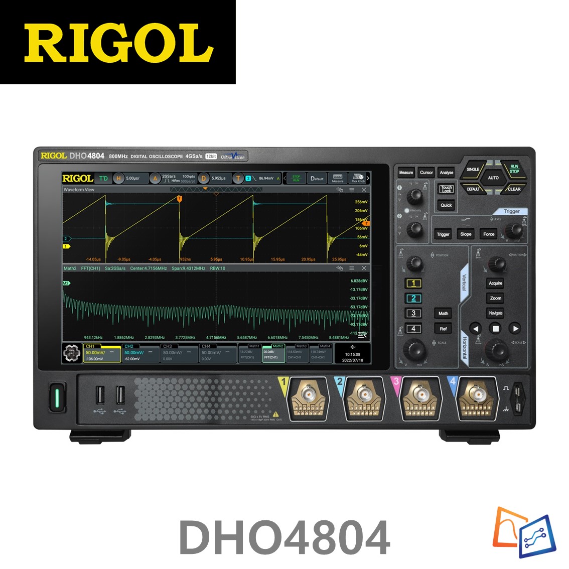 [ RIGOL ] DHO4804  4채널, 800MHz, 4GSa/s 디지털 오실로스코프