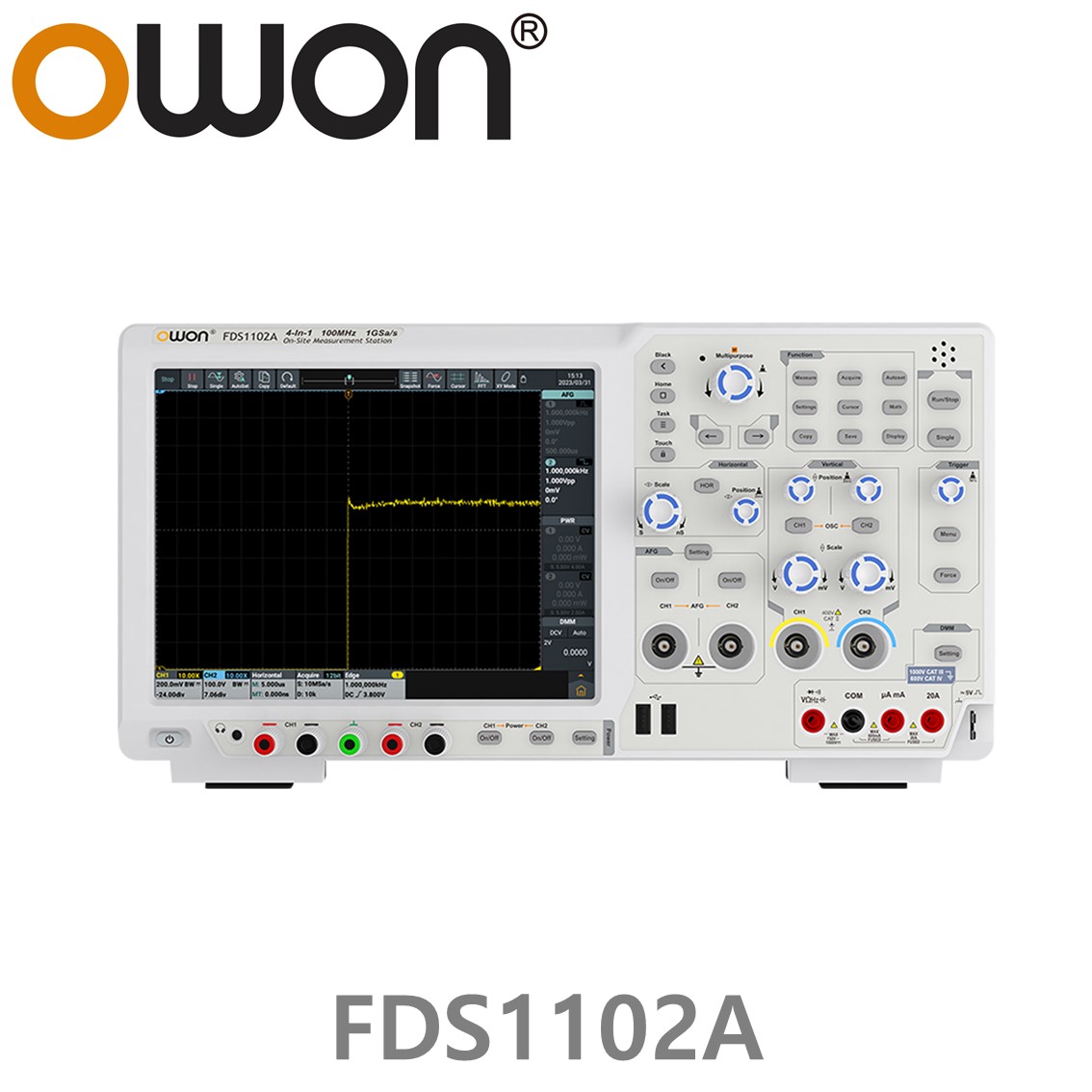 [ OWON ] FDS1102A 올인원 디지탈 오실로스코프 2CH, 100MHz, 1GS, 14Bits ( 신호발생기, 멀티미터, 주파수카운터, 디코더 )