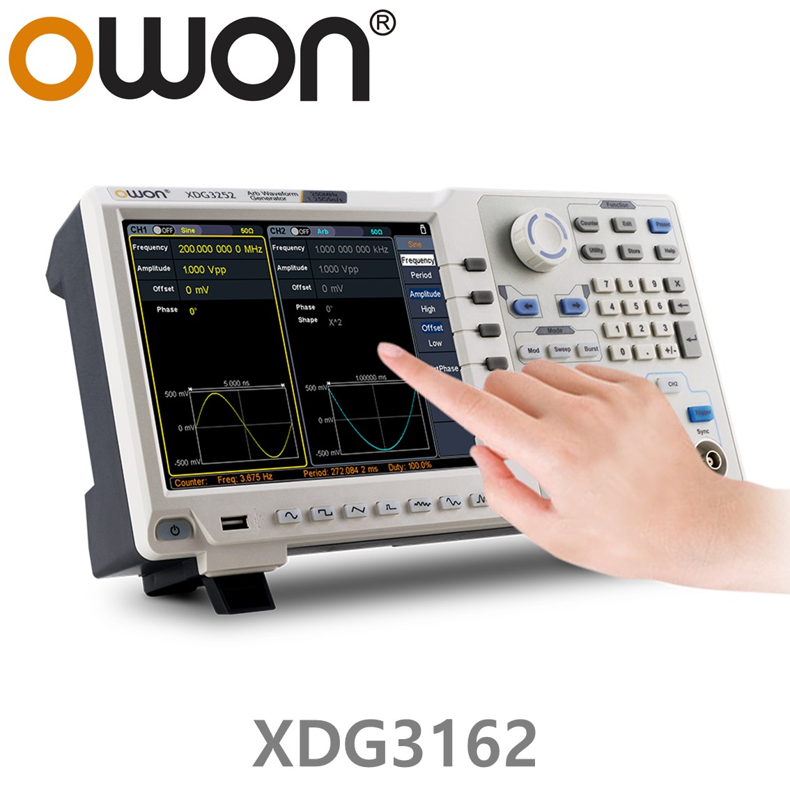 [ OWON ] XDG3162 임의 파형발생기 2CH, 160MHz, 1.25GS/s, 1M Memory