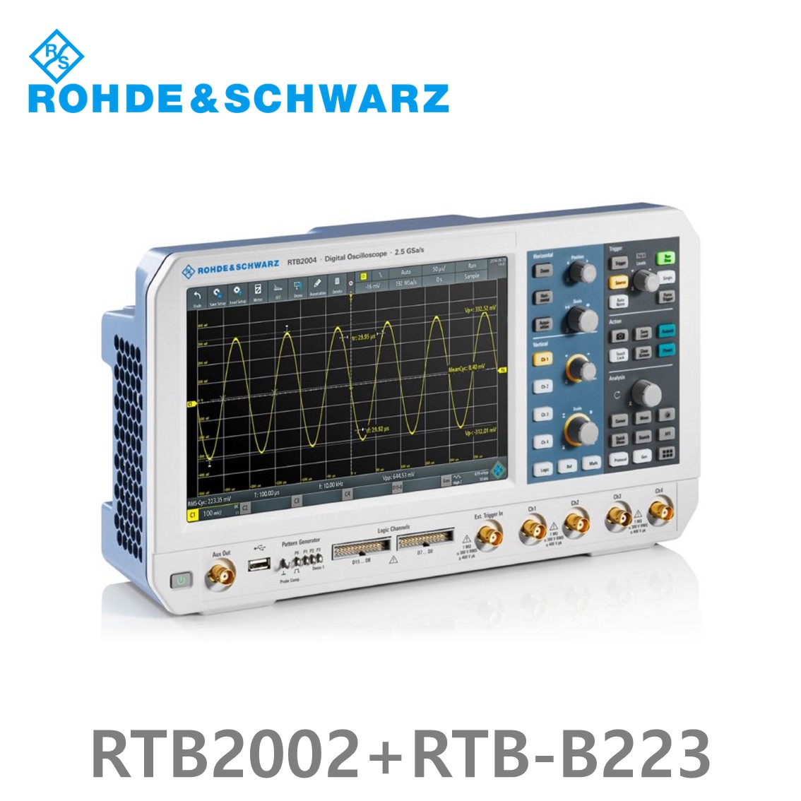 [ 로데슈바르즈 ] RTB2002+RTB-B223  2채널/300MHz/2.5Gs/20 Mpts/디지털16채널 (1333.1005P32) 디지탈오실로스코프