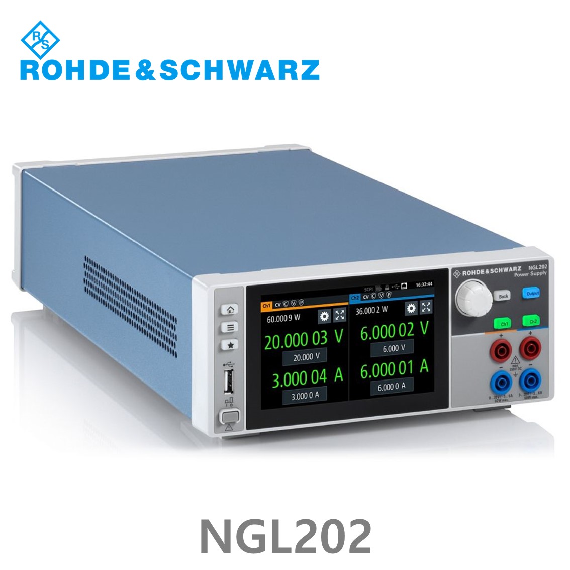 [ 로데슈바르즈 ] NGL202  2채널/120W, 0V~20V, ≤ 6V: 0A~6A, >6V: 0A~3A DC파워서플라이,DC전원공급장치 (3638.3376.03)