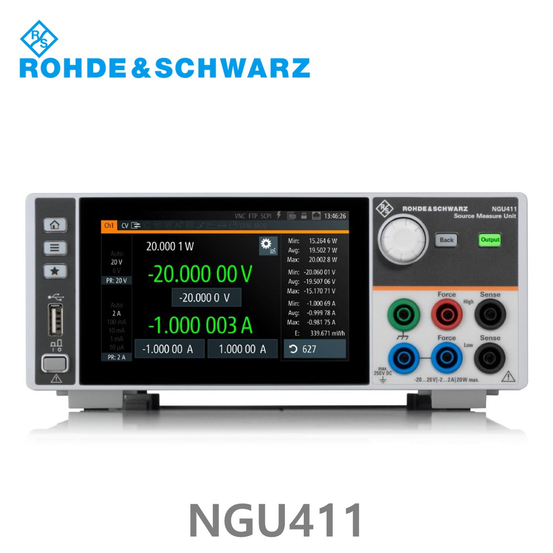 [ 로데슈바르즈 ] NGU411  1채널/20W/-20V~+20V/출력전류10V이하: ±2A >10V: ±1A, DC파워서플라이, 소스측정기 (3639.3763.04)