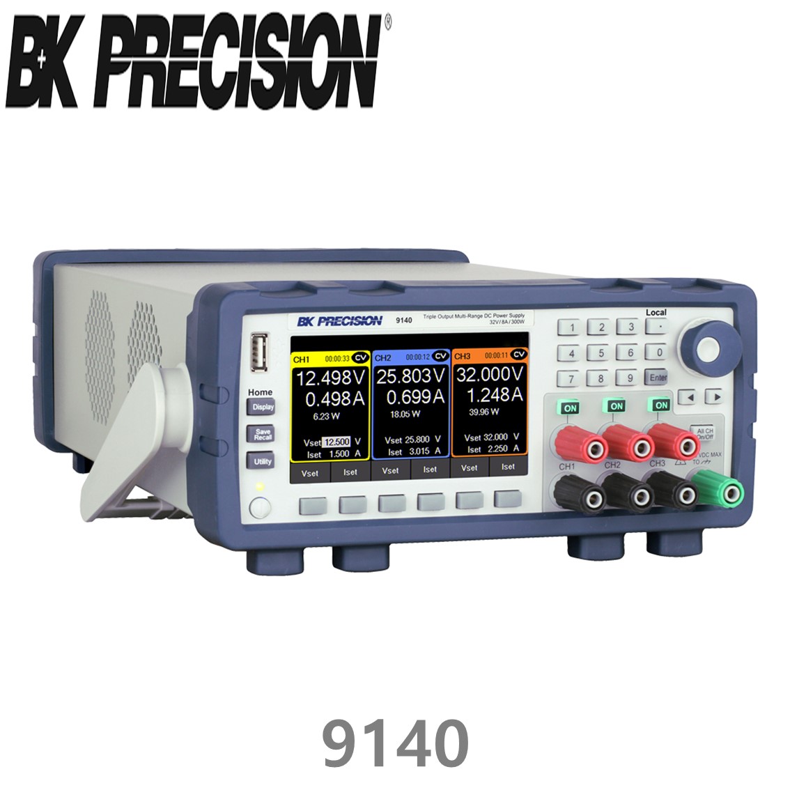 [ BK Precision ] 9140  32V/8A/300W 3채널 다중범위 DC전원공급장치