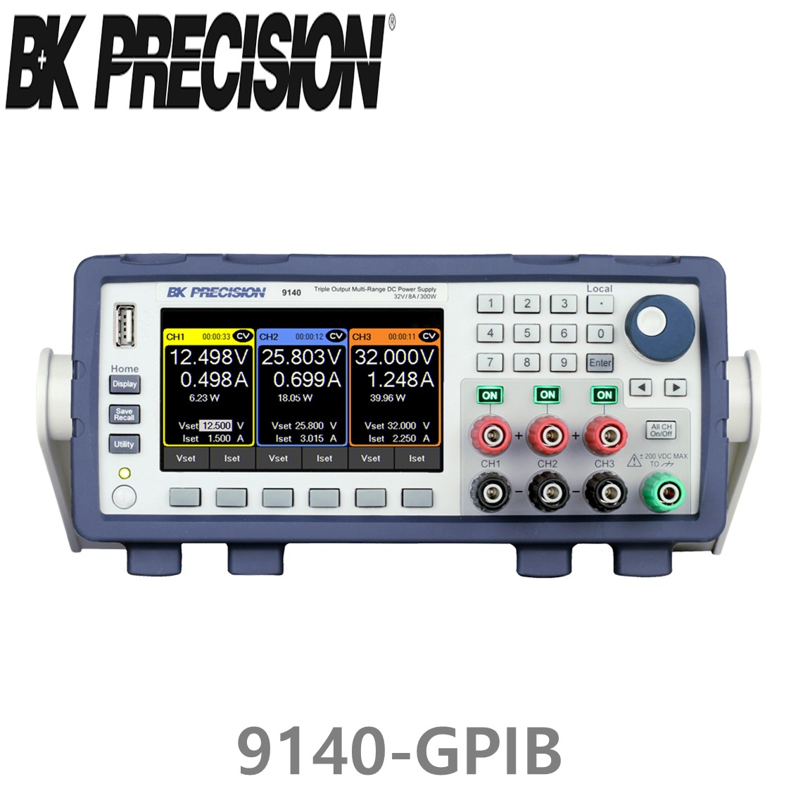 [ BK Precision ] 9140-GPIB  32V/8A/300W 3채널 다중범위 DC전원공급장치