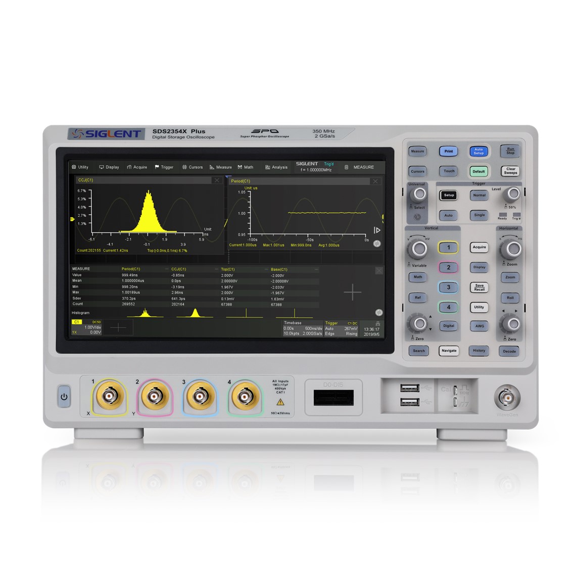 [ SIGLENT ] SDS2104X HD  시글런트 오실로스코프 4채널/100MHz/2GSa/s/12-bit/200Mpts