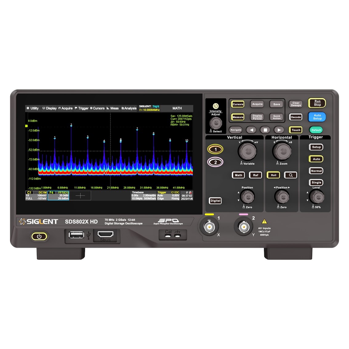 [ SIGLENT ] SDS802X HD  시글런트 오실로스코프 2채널/70MHz/2GSa/s/50Mpts