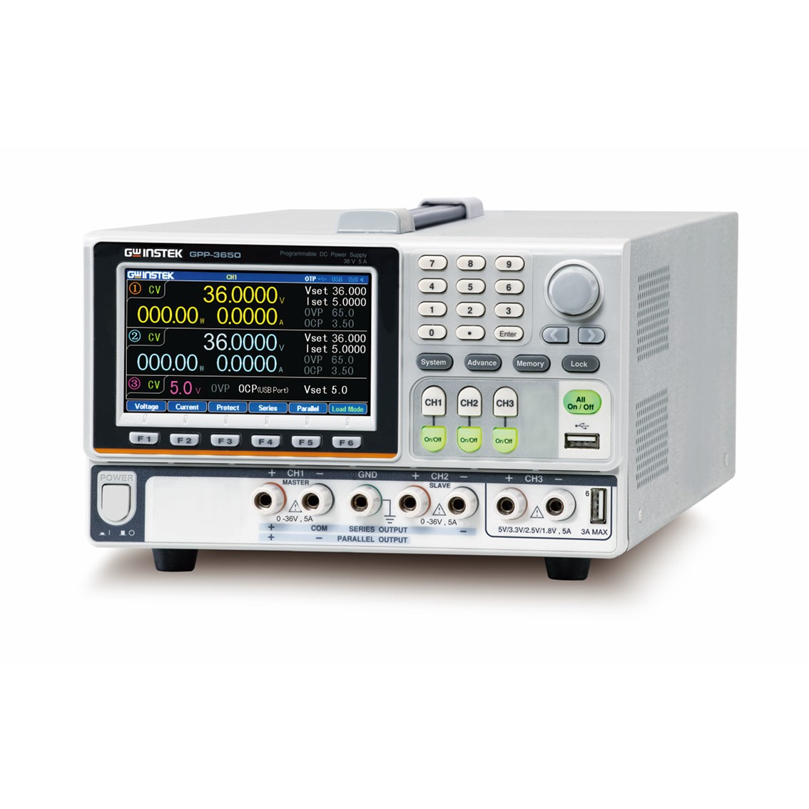 GWINSTEK GPP-3650  3중 DC파워서플라이 36V,5A*2, 5V,5A,385W RS232,USB