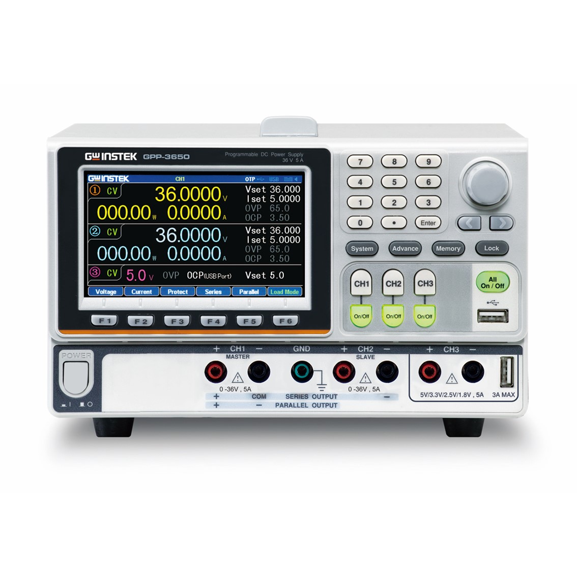 GWINSTEK GPP-3650  3중 DC파워서플라이 36V,5A*2, 5V,5A,385W RS232,USB
