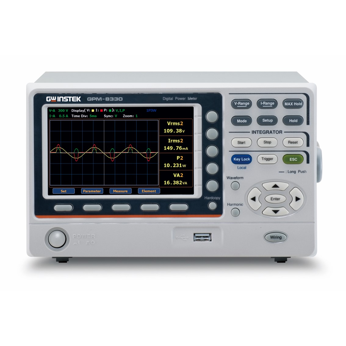 GWINSTEK GPM-8320  디지탈 파워미터 2채널/3상AC전력/0.1Hz~100kHz/300kHz 5인치 LCD