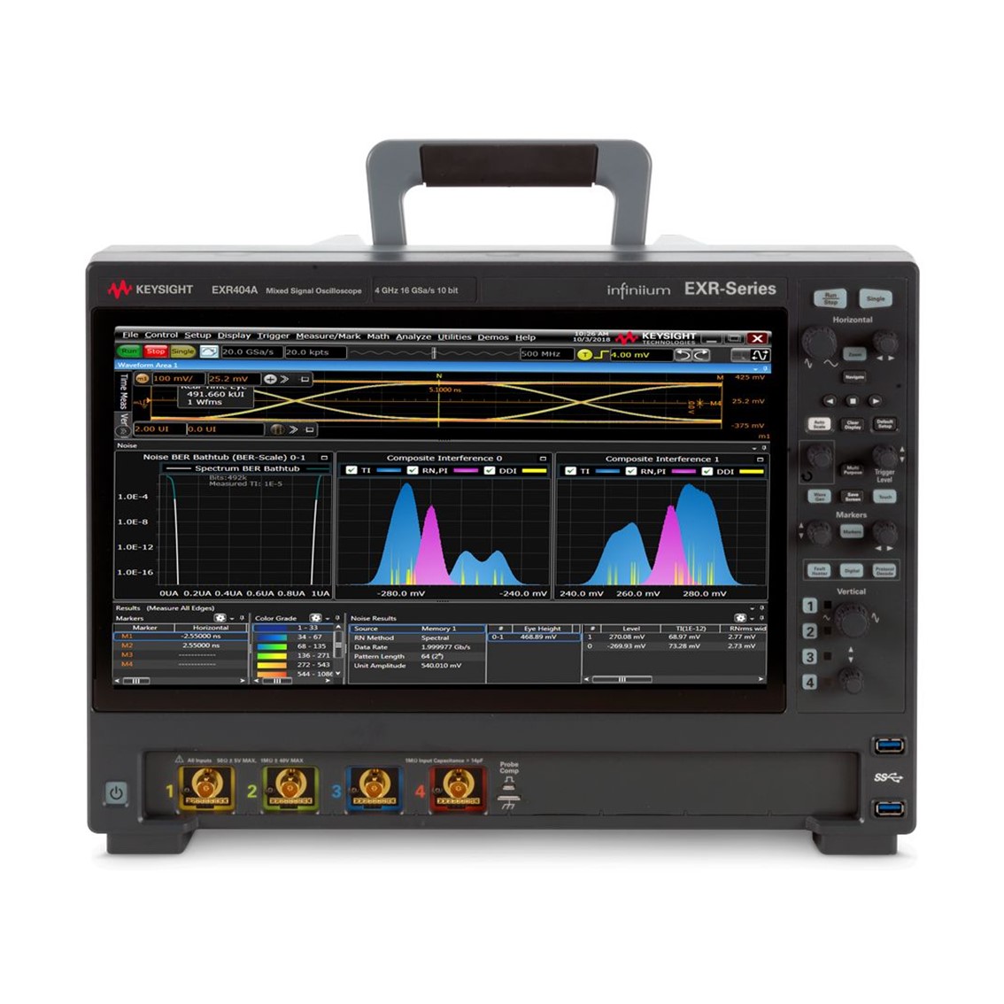 KEYSIGHT EXR404A  Infiniium EXR-시리즈 오실로스코프 4채널,4GHz,16GSa,100Mpts