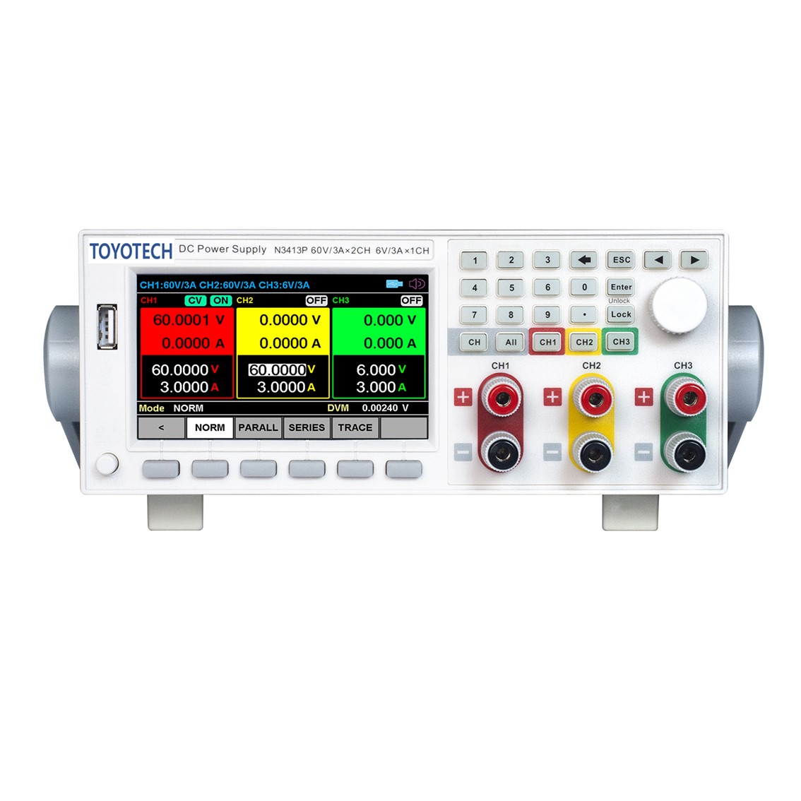 TOYOTECH N3412 3채널 DC파워서플라이 32V, 5A*2, 6V, 3A, 338W DC전원공급기