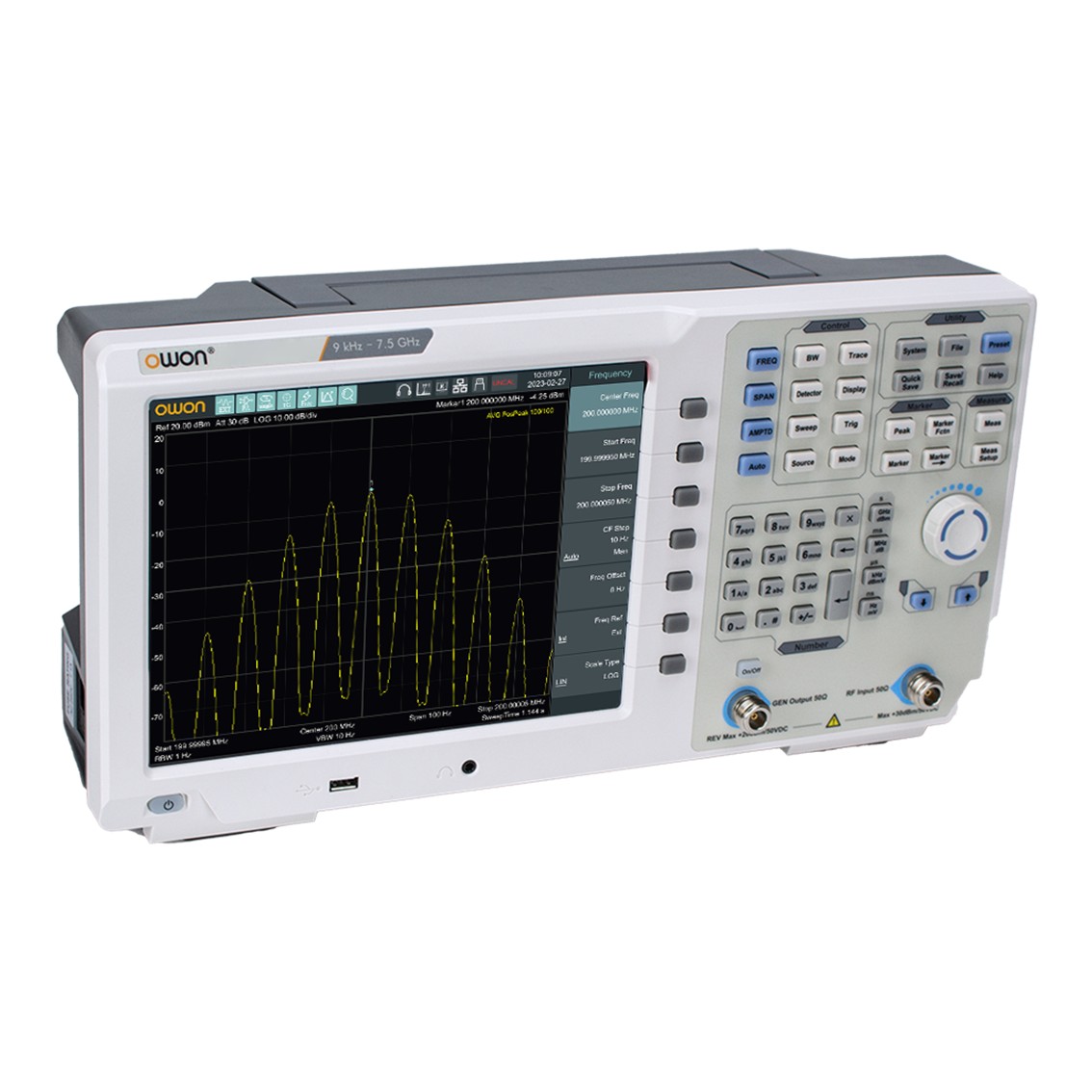 OWON XSA1075P  스펙트럼 분석기, 9kHz~7.5GHz 스펙트럼 아날라이저 10.4인치 터치스크린