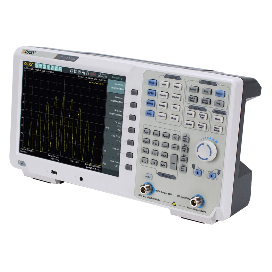 OWON XSA1075P  스펙트럼 분석기, 9kHz~7.5GHz 스펙트럼 아날라이저 10.4인치 터치스크린