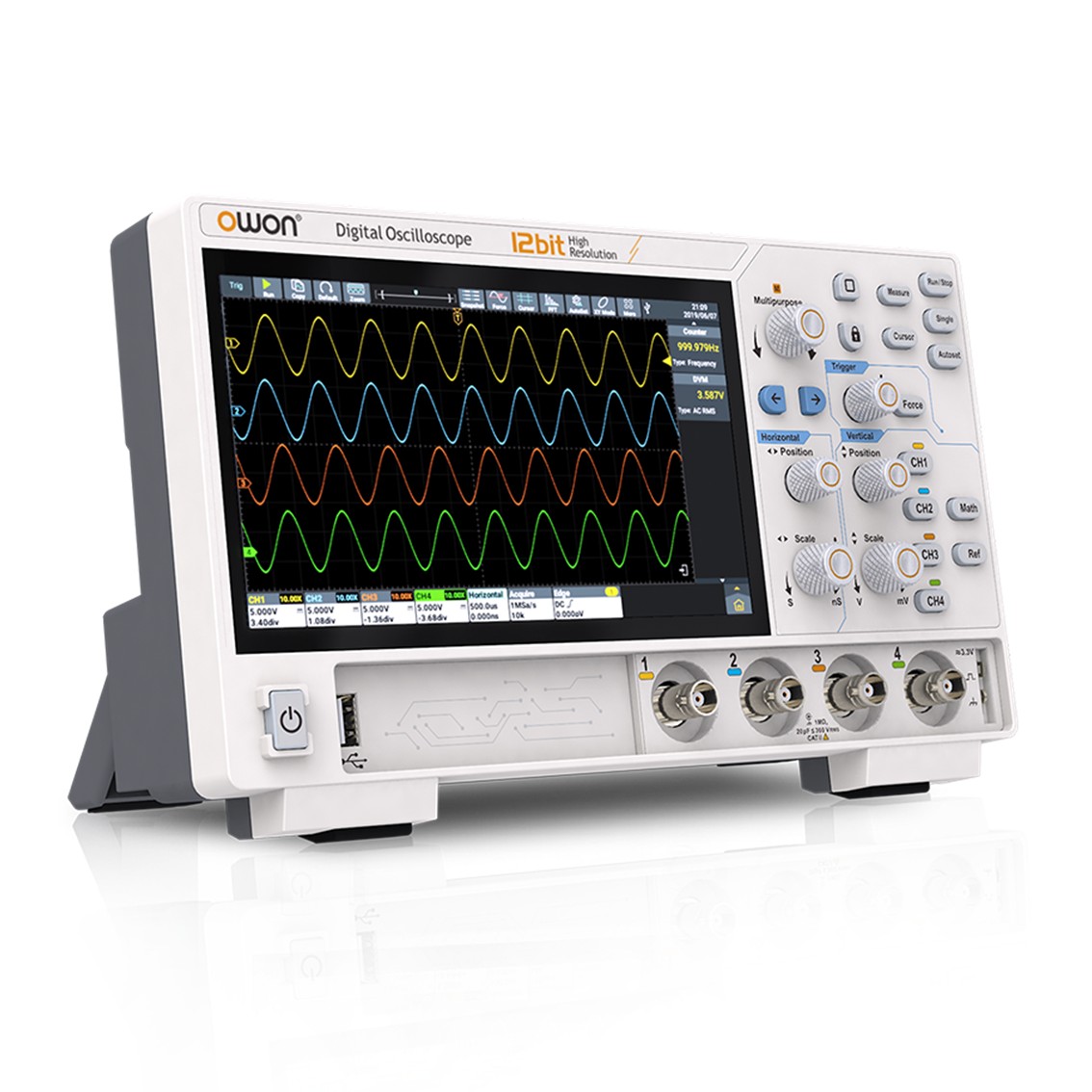 OWON ADS824A 디지털 오실로스코프 200MHz, 4채널, 1.25GS/s, 50M, 12Bits