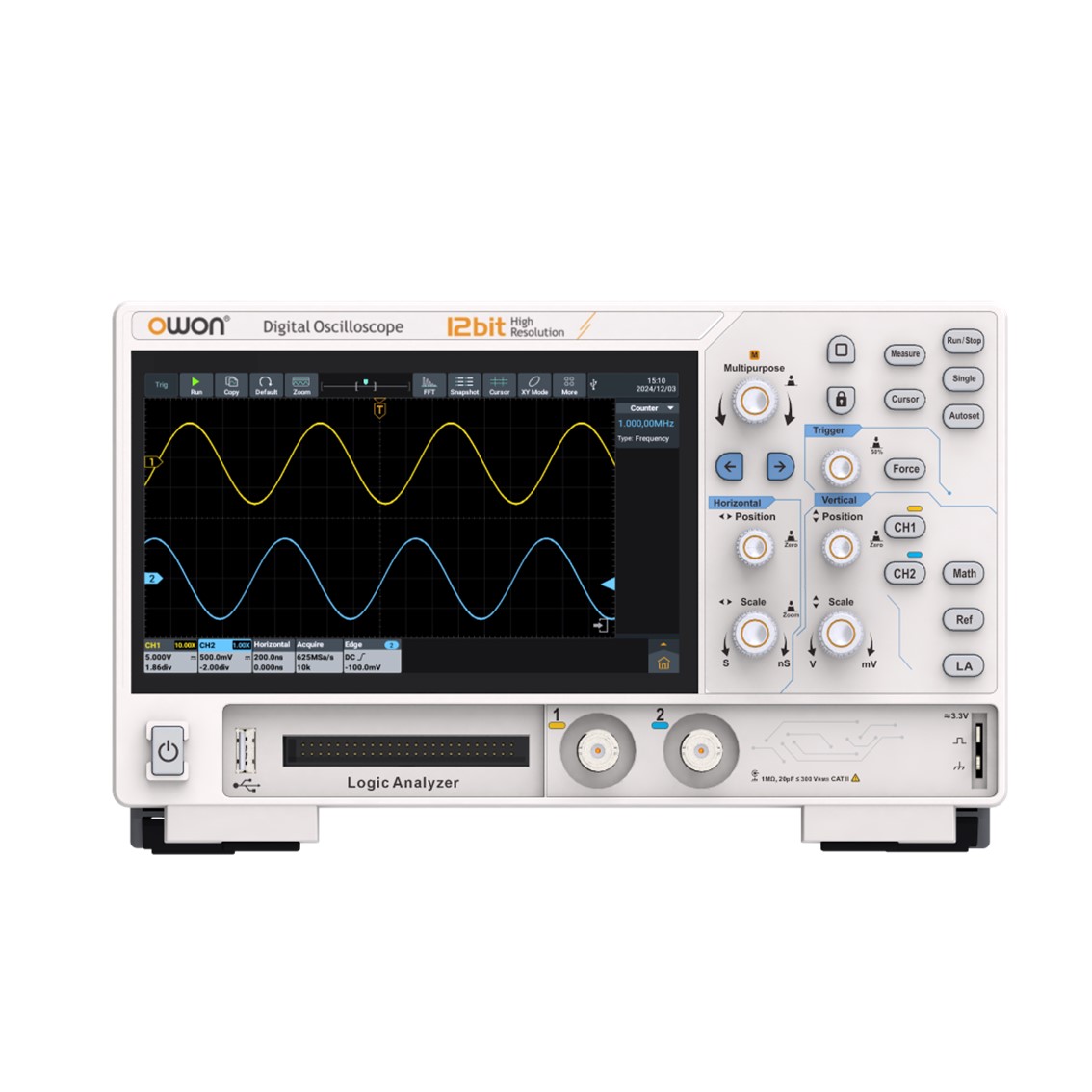 OWON ADS924A 디지털 오실로스코프 250MHz, 4채널, 2GS/s, 100M 메모리