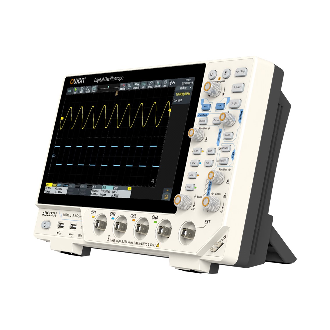 OWON ADS3202 오실로스코프 2채널,200MHz, 2.5GS, 8비트,10인치