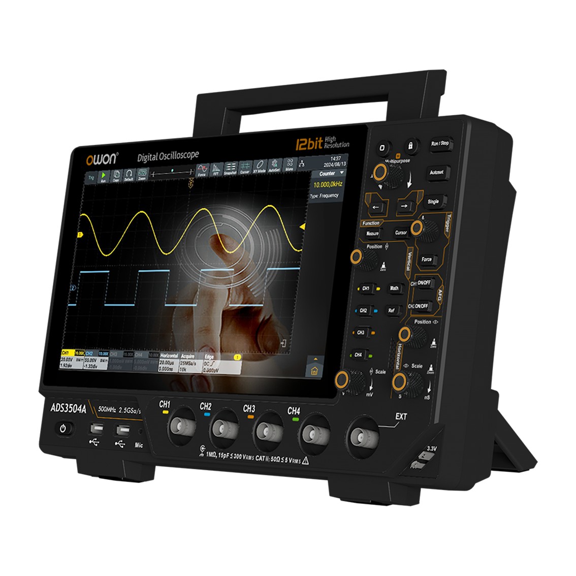 OWON ADS3204A  벤치 디지털 오실로스코프 200MHz, 4채널, 2.5GS/s, 100M 메모리