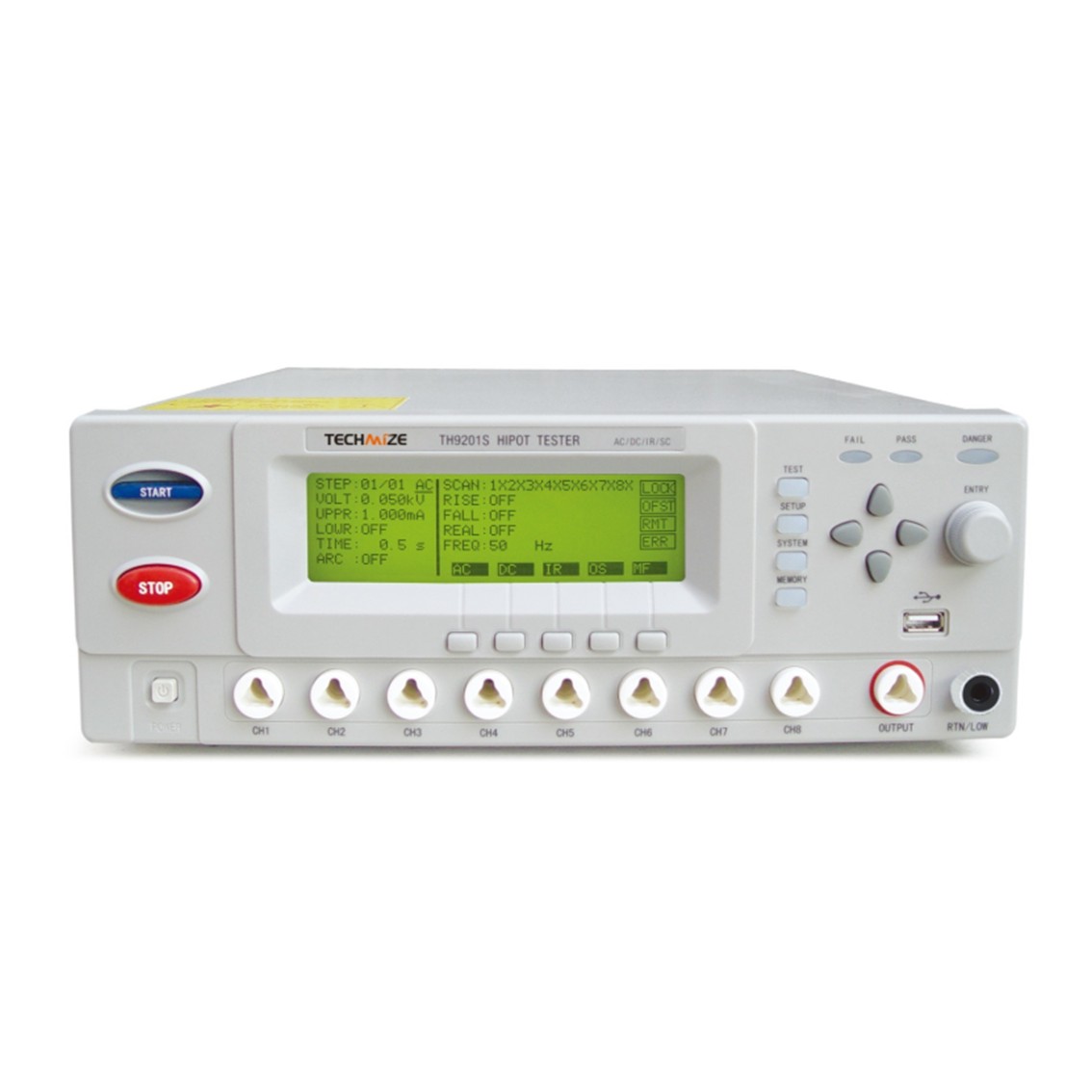 TECHMIZE TH9201B  내전압시험기 AC 0.05-5kV, DC 0.05-6kV, AC 0.1mA - 20mA , DC 0.01mA - 5mA  절연시험기