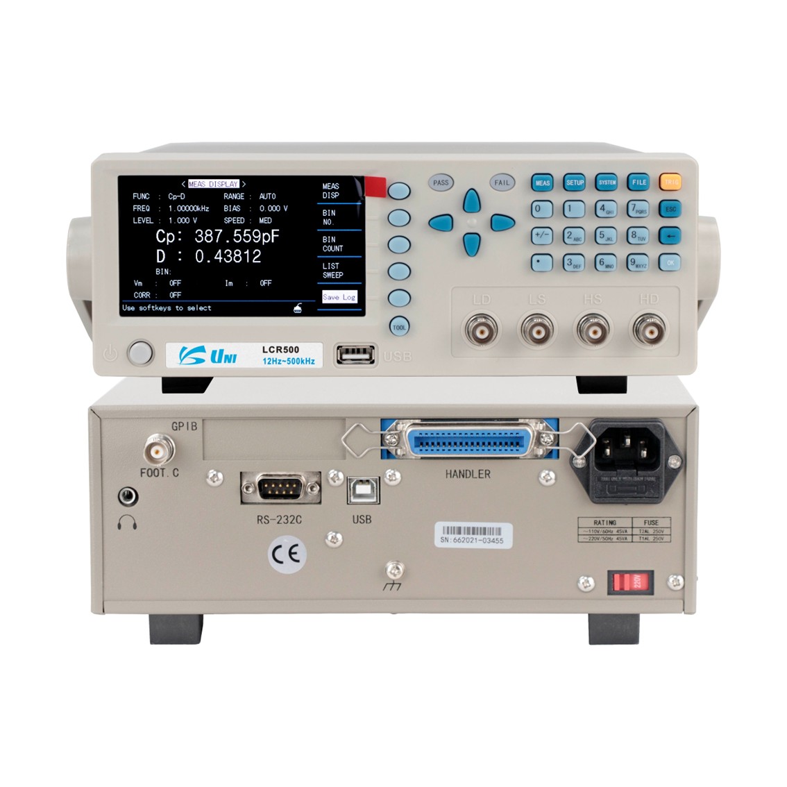 UNI LCR500 LCR미터 0.05%, 12Hz~500kHz RS232, USB HOST, HANDLER기본